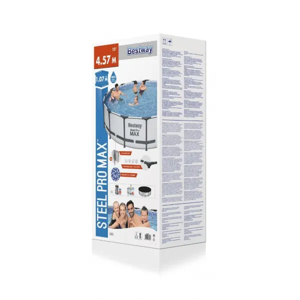 Bazén Bestway® Steel Pro MAX, 56488, filter, pumpa, rebrík, plachta, 4,57x1,07 m