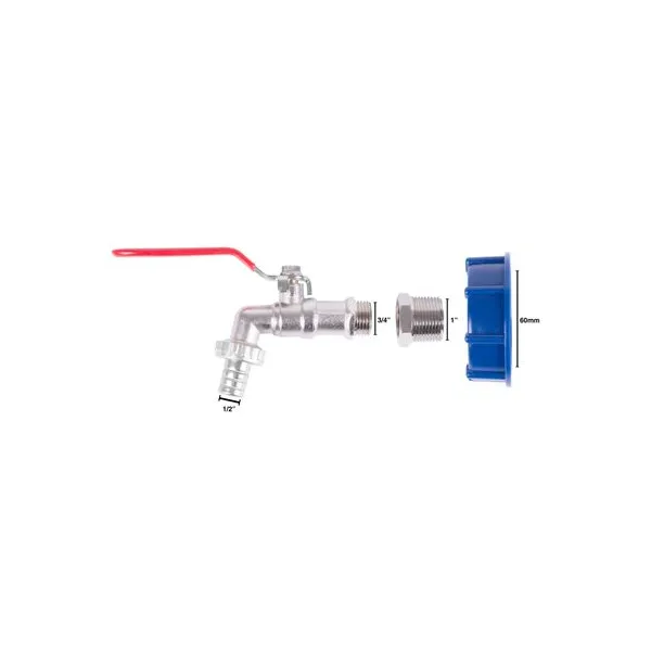 Sada Strend Pro, ventil 3/4" (Zn redukcia 1") + plastová redukcia 60 mm + výpust 1/2" , na IBC nádrž