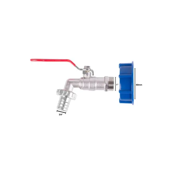 Sada Strend Pro, ventil 1" + plastová redukcia 60 mm + výpust 3/4", na IBC nádrž