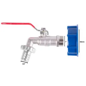 Sada Strend Pro, ventil 1" + plastová redukcia 60 mm + výpust 3/4", na IBC nádrž
