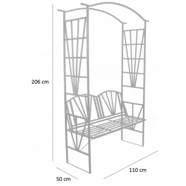 ZÁHRADNÁ PERGOLA S LAVIČKOU 110 X 50 X 206CM