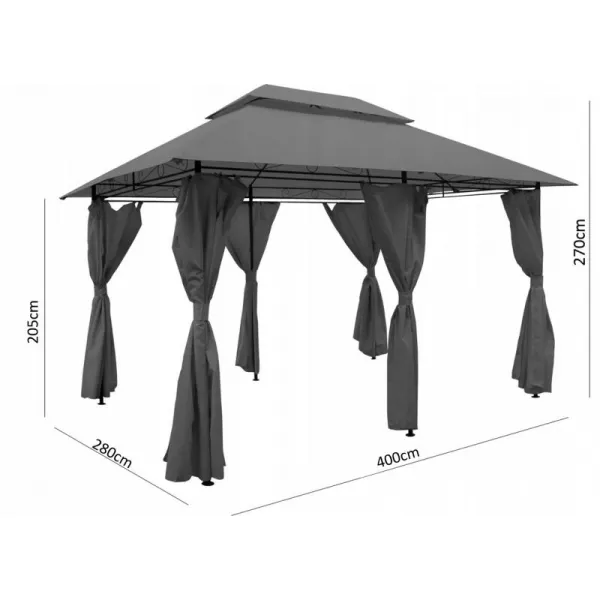 ZÁHRADNÝ ALTÁNOK ŠEDÝ 3X4M