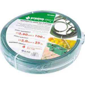 Sada drôtov Strend Pro, na pletivo Pwire.mc PVC, napínací  L-100 m a viazací L-25 m drôt, 4x napínač drôtu