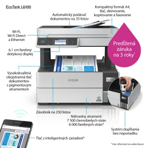 EPSON MFP EcoTank L6490 , WiFi, LAN, USB, Duplex