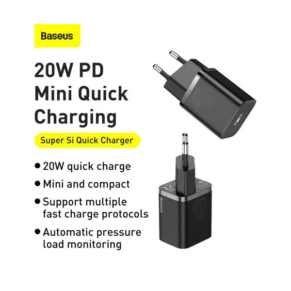 Baseus Super Si Quick Charger 1C 20W - čierna