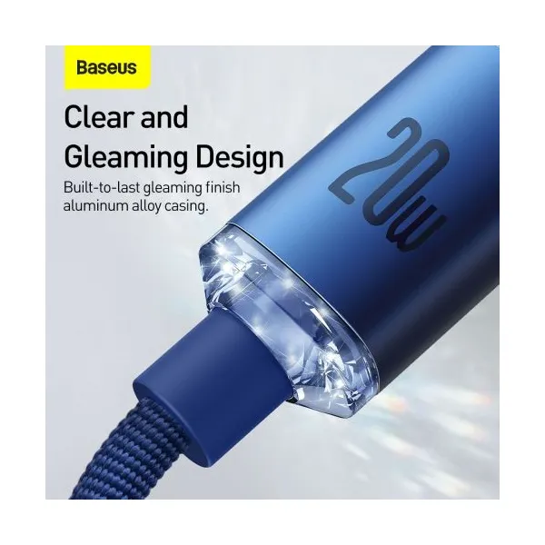 Kábel USB-C do Lightning Baseus Crystal, 20W, 1,2m (niebieski) 030328