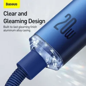Kábel USB-C do Lightning Baseus Crystal, 20W, 1,2m (niebieski) 030328