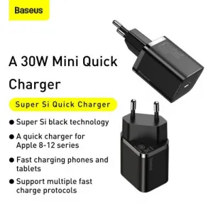 Baseus Super Si Quick Charger 1C 30W nástenná nabíjačka (čierna) 027581