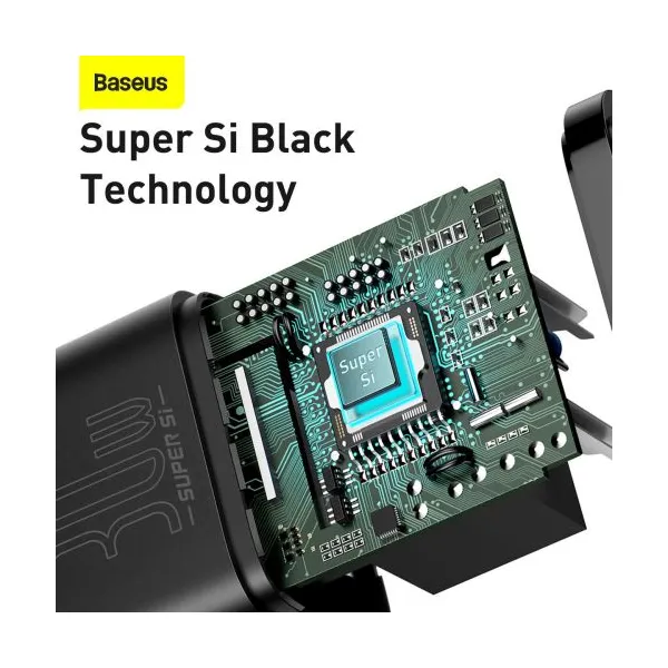 Baseus Super Si Quick Charger 1C 30W nástenná nabíjačka (čierna) 027581
