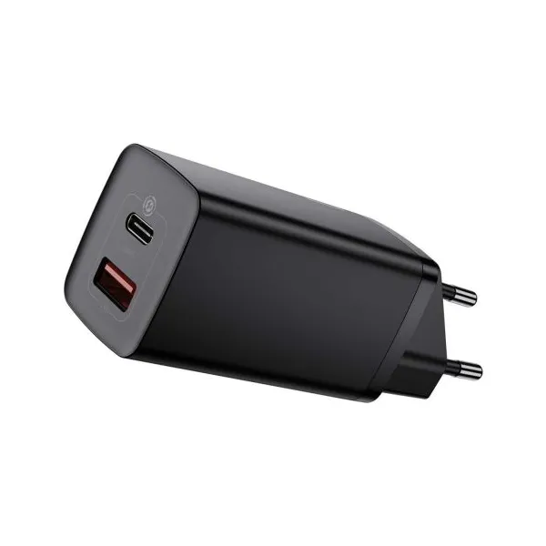 Baseus GaN2 Lite nástenná nabíjačka, USB + USB-C, 65 W, EÚ (čierna) 026517