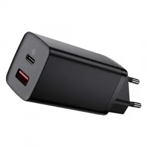 Baseus GaN2 Lite nástenná nabíjačka, USB + USB-C, 65 W, EÚ (čierna) 026517