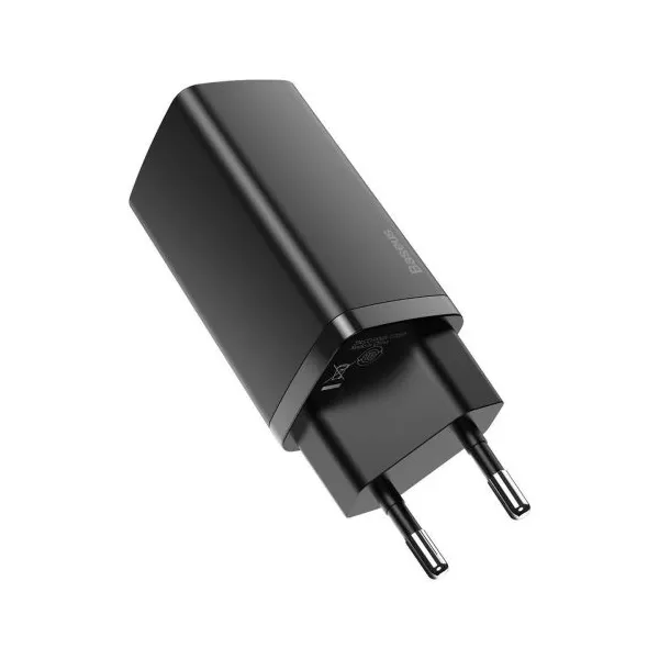 Baseus GaN2 Lite nástenná nabíjačka, USB + USB-C, 65 W, EÚ (čierna) 026517