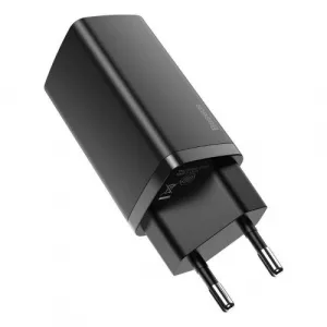 Baseus GaN2 Lite nástenná nabíjačka, USB + USB-C, 65 W, EÚ (čierna) 026517