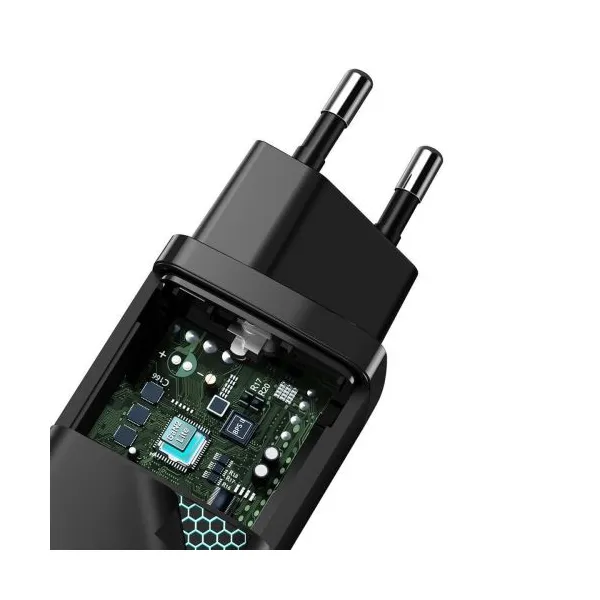 Baseus GaN2 Lite nástenná nabíjačka, USB + USB-C, 65 W, EÚ (čierna) 026517