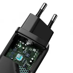 Baseus GaN2 Lite nástenná nabíjačka, USB + USB-C, 65 W, EÚ (čierna) 026517