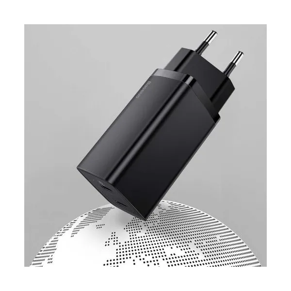 Baseus GaN2 Lite nástenná nabíjačka, USB + USB-C, 65 W, EÚ (čierna) 026517