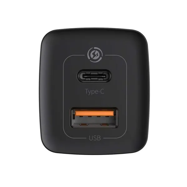 Baseus GaN2 Lite nástenná nabíjačka, USB + USB-C, 65 W, EÚ (čierna) 026517
