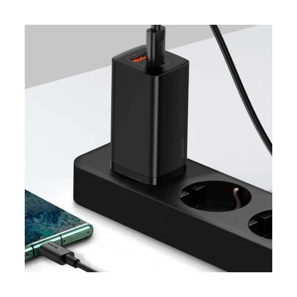 Baseus GaN2 Lite nástenná nabíjačka, USB + USB-C, 65 W, EÚ (čierna) 026517