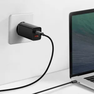 Baseus GaN2 Lite nástenná nabíjačka, USB + USB-C, 65 W, EÚ (čierna) 026517