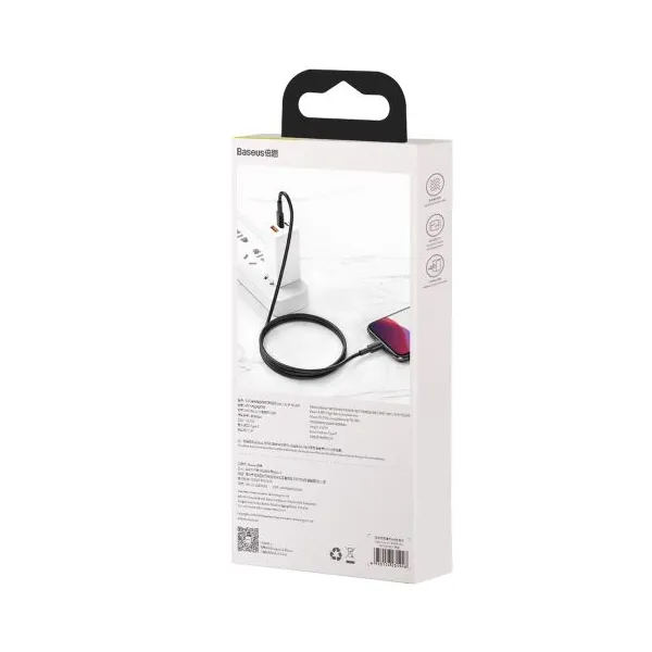 Kábel USB-C do Lightning Baseus High Density Braided, 20W, 5A, PD, 2m (černý) 024642