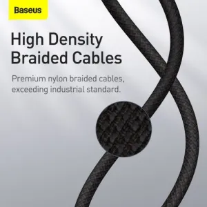 Kábel USB-C do Lightning Baseus High Density Braided, 20W, 5A, PD, 2m (černý) 024642