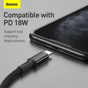 Kábel USB-C do Lightning Baseus High Density Braided, 20W, 5A, PD, 2m (černý) 024642
