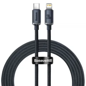 Baseus Crystal Shine Series USB-C/Lightning 20W 2m nabíjací/dátový kábel, čierny