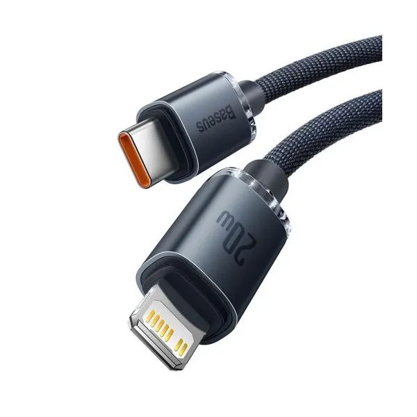 Baseus Crystal Shine Series USB-C/Lightning 20W 2m nabíjací/dátový kábel, čierny