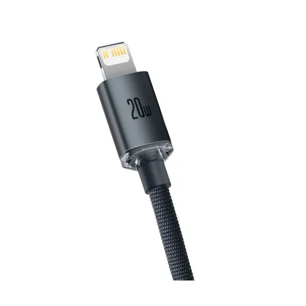 Baseus Crystal Shine Series USB-C/Lightning 20W 2m nabíjací/dátový kábel, čierny