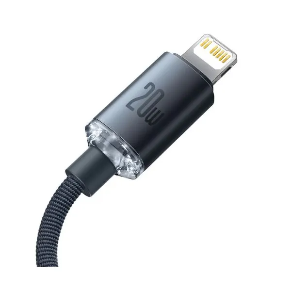 Baseus Crystal Shine Series USB-C/Lightning 20W 2m nabíjací/dátový kábel, čierny