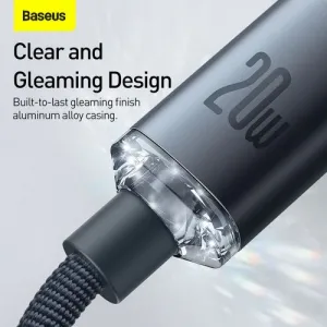 Baseus Crystal Shine Series USB-C/Lightning 20W 2m nabíjací/dátový kábel, čierny