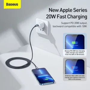 Baseus Crystal Shine Series USB-C/Lightning 20W 2m nabíjací/dátový kábel, čierny