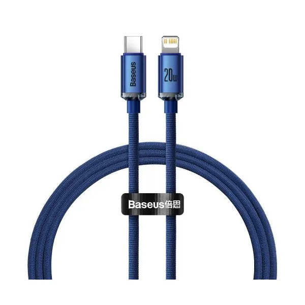 Kábel USB-C do Lightning Baseus Crystal, 20W, 1,2m (niebieski) 030328