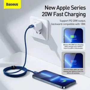 Kábel USB-C do Lightning Baseus Crystal, 20W, 1,2m (niebieski) 030328