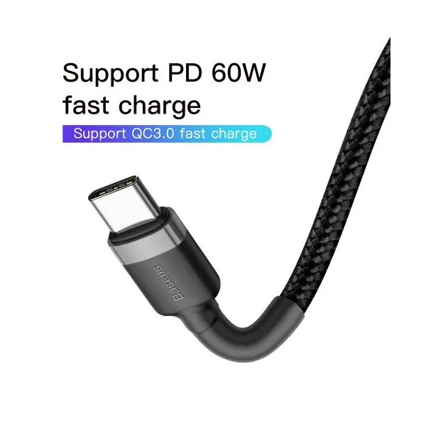 Nabíjací/dátový kábel Baseus Cafule Series USB-C na USB-C PD2.0 60W Flash 2m, sivo-čierna