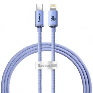 Kábel Baseus Crystal Shine USB-C na Lightning, 20 W, PD, 1,2 m (fialový) 030329