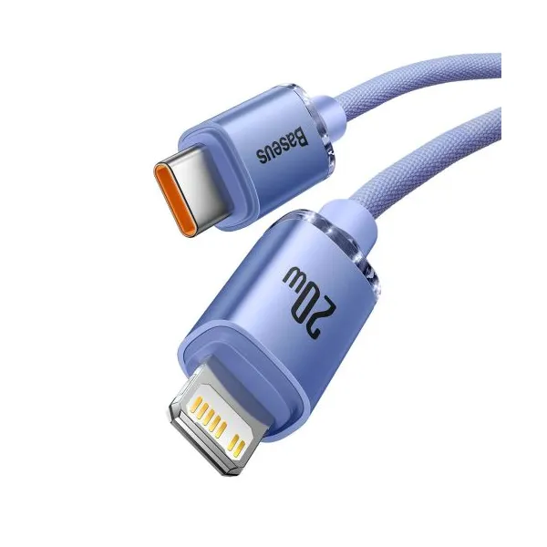 Kábel Baseus Crystal Shine USB-C na Lightning, 20 W, PD, 1,2 m (fialový) 030329