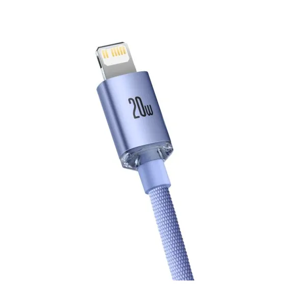 Kábel Baseus Crystal Shine USB-C na Lightning, 20 W, PD, 1,2 m (fialový) 030329
