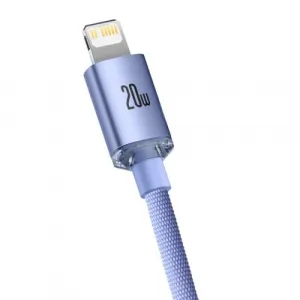 Kábel Baseus Crystal Shine USB-C na Lightning, 20 W, PD, 1,2 m (fialový) 030329
