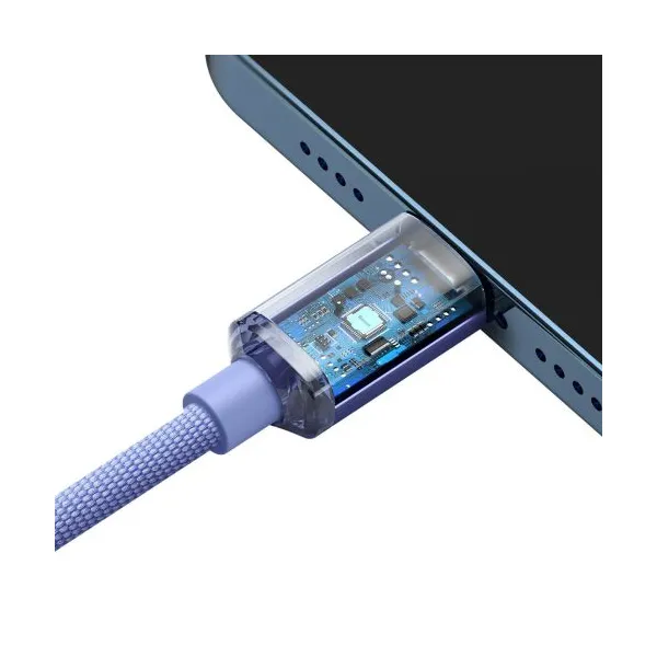 Kábel Baseus Crystal Shine USB-C na Lightning, 20 W, PD, 1,2 m (fialový) 030329