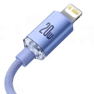 Kábel Baseus Crystal Shine USB-C na Lightning, 20 W, PD, 1,2 m (fialový) 030329