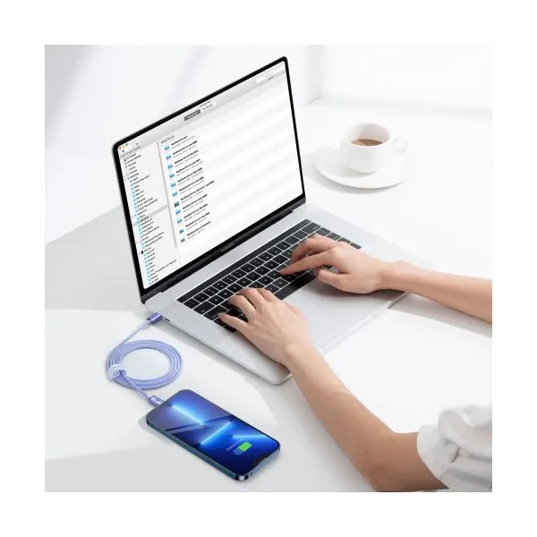 Kábel Baseus Crystal Shine USB-C na Lightning, 20 W, PD, 1,2 m (fialový) 030329