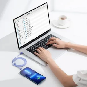 Kábel Baseus Crystal Shine USB-C na Lightning, 20 W, PD, 1,2 m (fialový) 030329