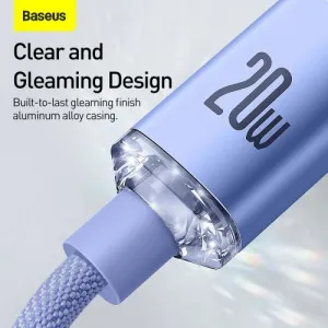 Kábel Baseus Crystal Shine USB-C na Lightning, 20 W, PD, 1,2 m (fialový) 030329