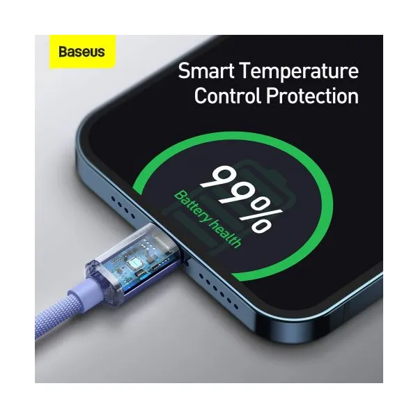 Kábel Baseus Crystal Shine USB-C na Lightning, 20 W, PD, 1,2 m (fialový) 030329