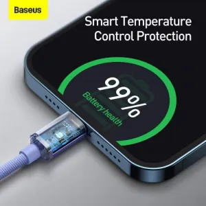 Kábel Baseus Crystal Shine USB-C na Lightning, 20 W, PD, 1,2 m (fialový) 030329