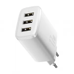 Kompaktná rýchlonabíjačka Baseus, 3x USB, 17W (biela) 033899