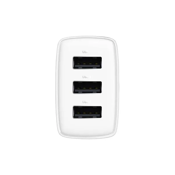 Kompaktná rýchlonabíjačka Baseus, 3x USB, 17W (biela) 033899