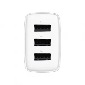 Kompaktná rýchlonabíjačka Baseus, 3x USB, 17W (biela) 033899