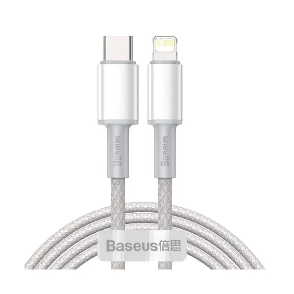 Kábel USB-C do Lightning Baseus High Density Braided, 20W, PD, 2m (biały) 024643